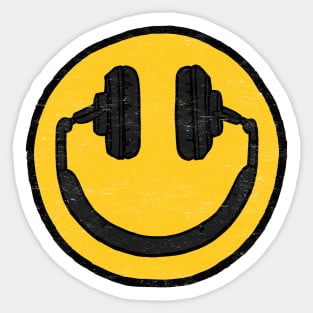 Headphones Smiling Face: Music Makes Me Happy Sticker